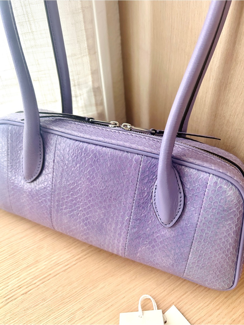 NWT💟Tory Burch Embossed Box Satchel Shoulder Bag Snake Leather Purple 181102 - Picture 6 of 7